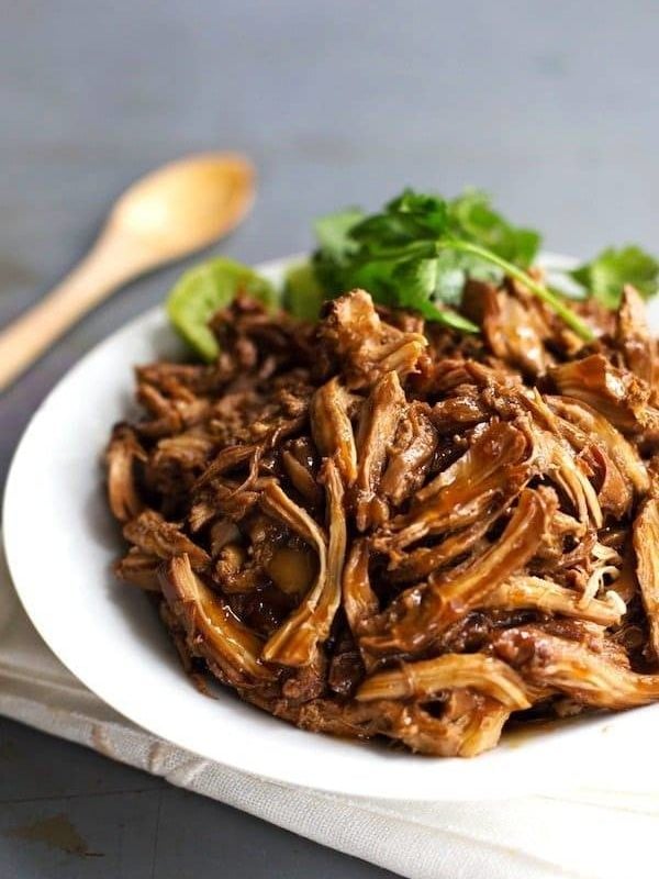 Honey Glazed Crockpot Chicken Adobo - simple pantry ingredients, hardly any hands-on time, 200 calories. | https://fitburna.fit