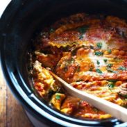 Super Easy Skinny Veggie Crockpot Lasagna - a handful of simple ingredients for a healthy family dinner. | https://fitburna.fit